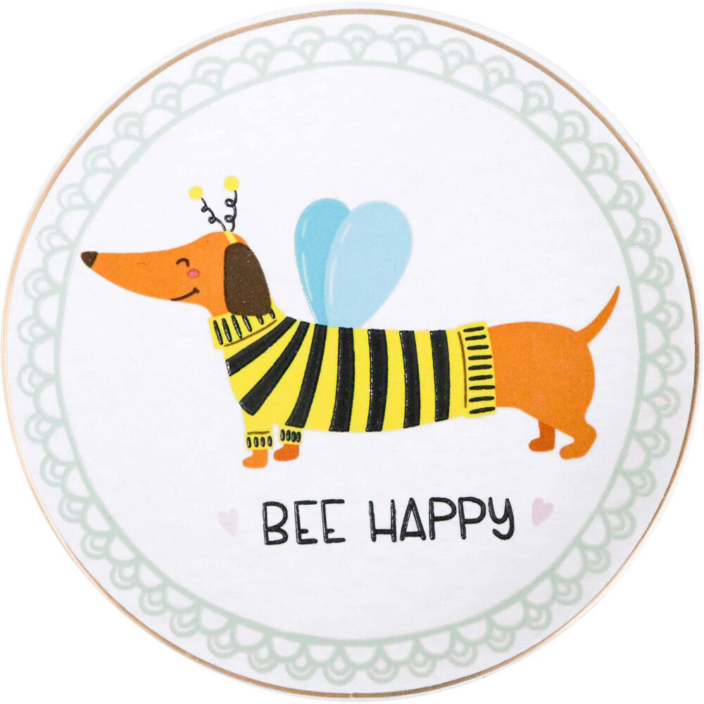LVD Dish Ceramic Serving Plate Home/Office Decor Round 10cm Dachshund Bee