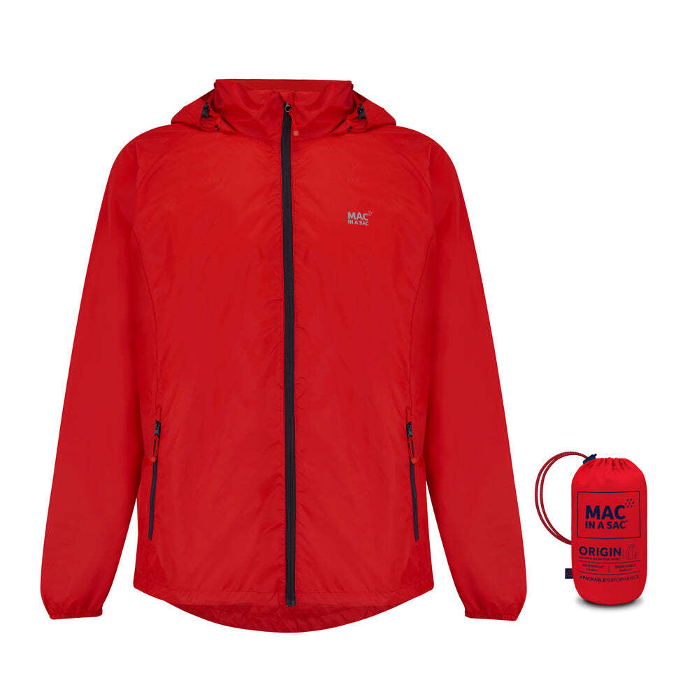 Mac in a Sac Packable Unisex Adult Waterproof Outerwear Zip Jacket Red S