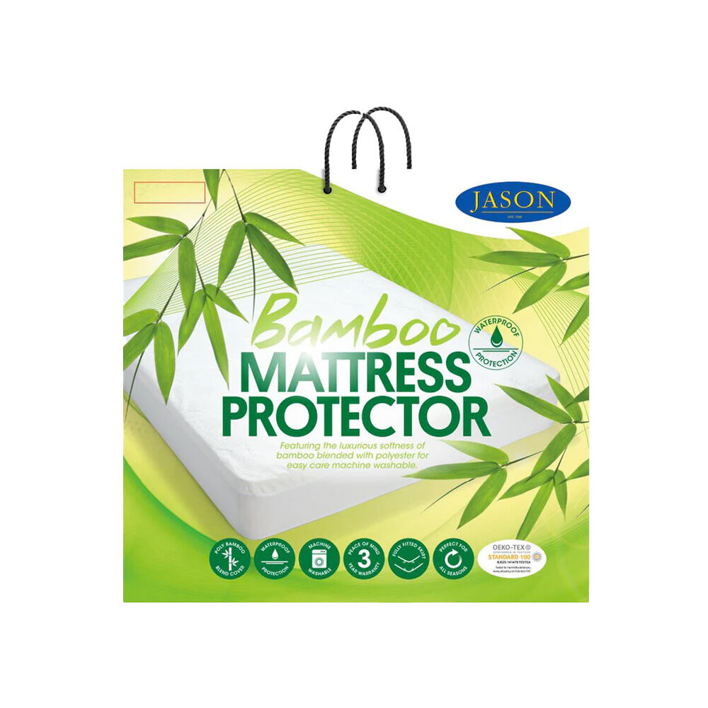 Jason Commercial Super King Bamboo Mattress Protectors Waterproof 203x203cm