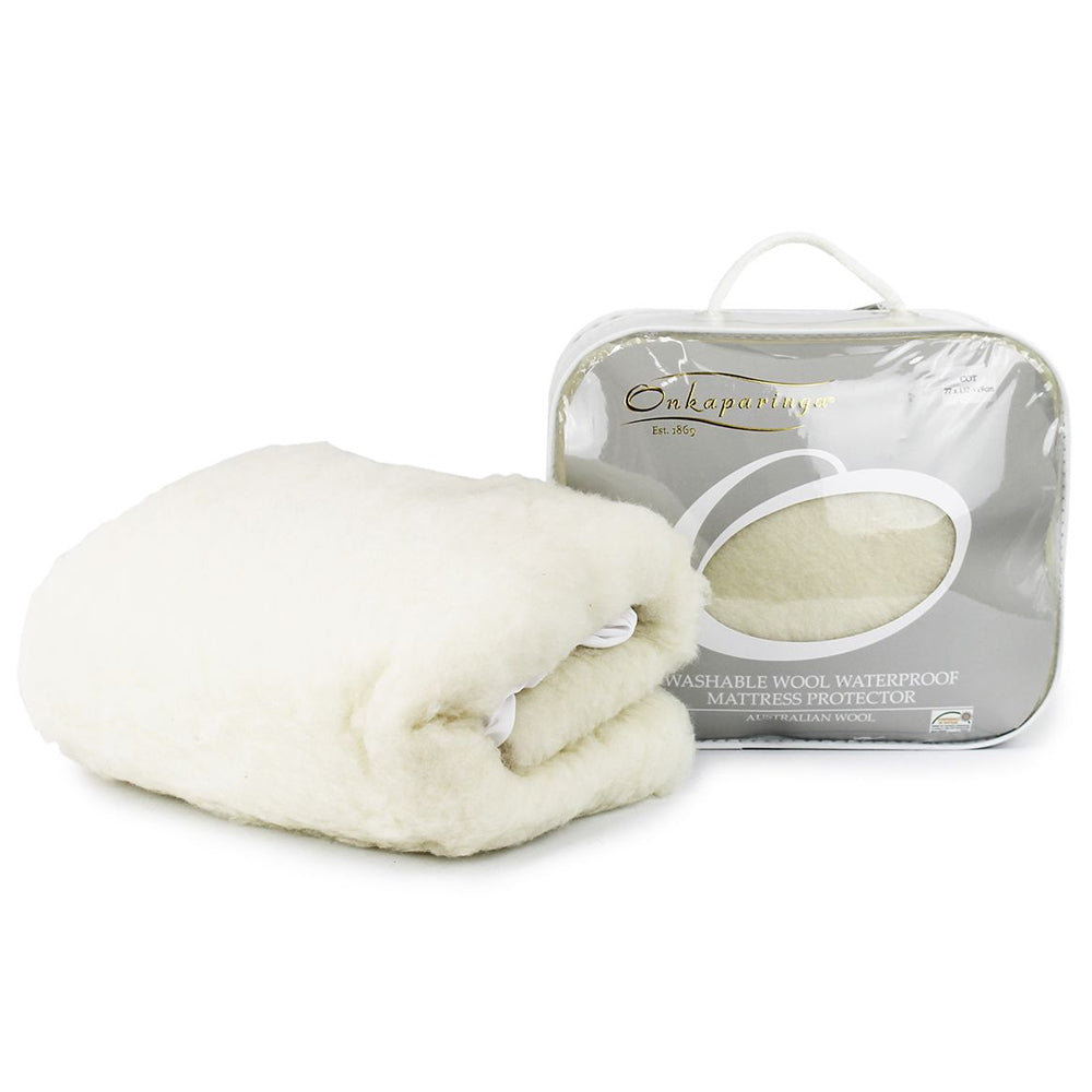 Onkaparinga 77x132cm Australian Washable Wool Waterproof Cot Mattress Protector