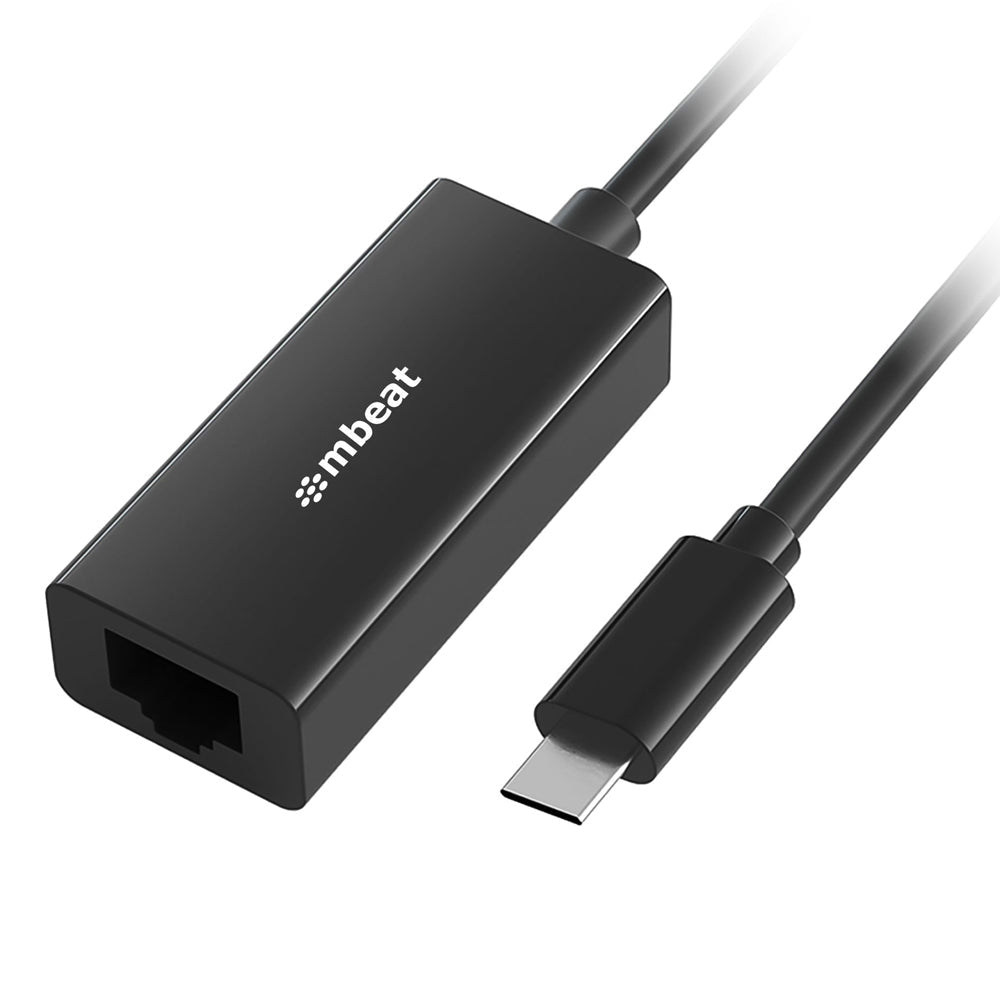 Mbeat Plug & Play Male USB-C to Female Gigabit LAN Ethernet RJ45 Adapter Black