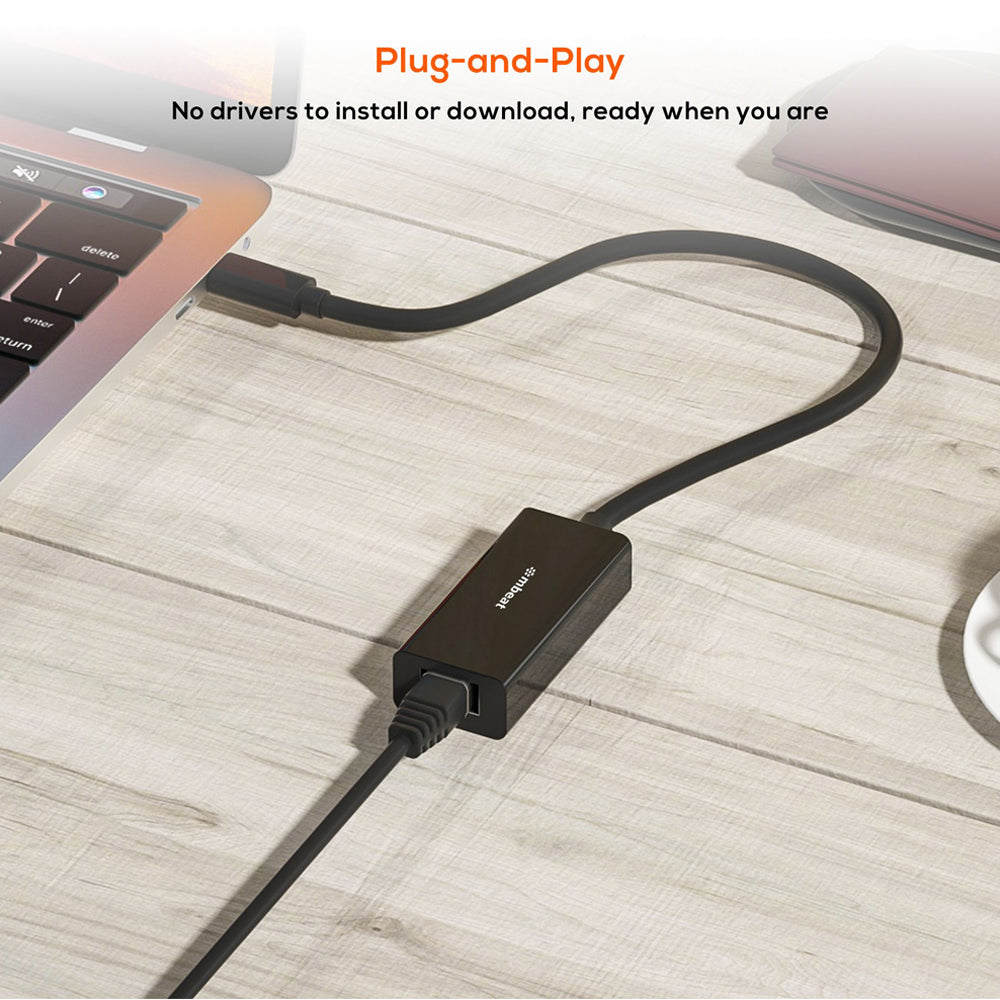 Mbeat Plug & Play Male USB-C to Female Gigabit LAN Ethernet RJ45 Adapter Black — image 2