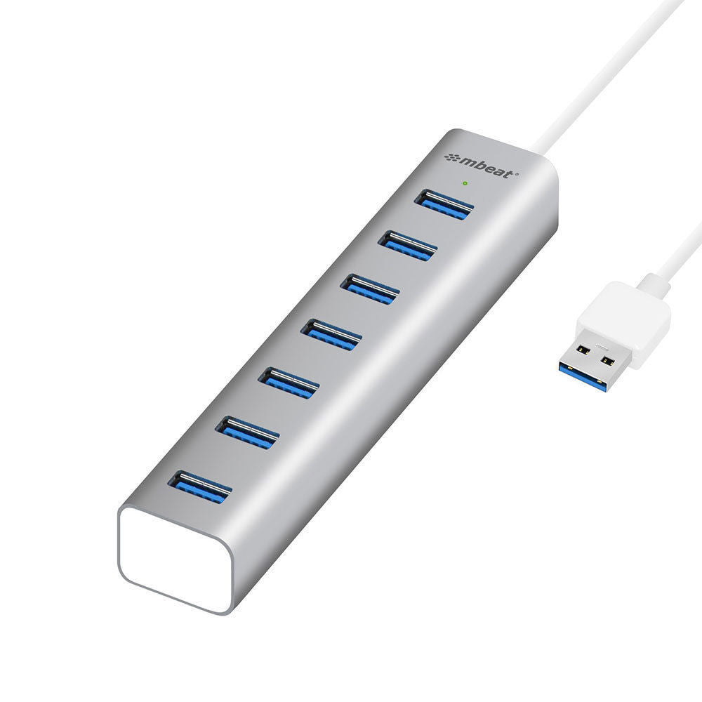 Mbeat 7-Port USB 3.0 Hub Aluminium Slim w/ Power for PC/Mac/Laptop Charge/Data Sync