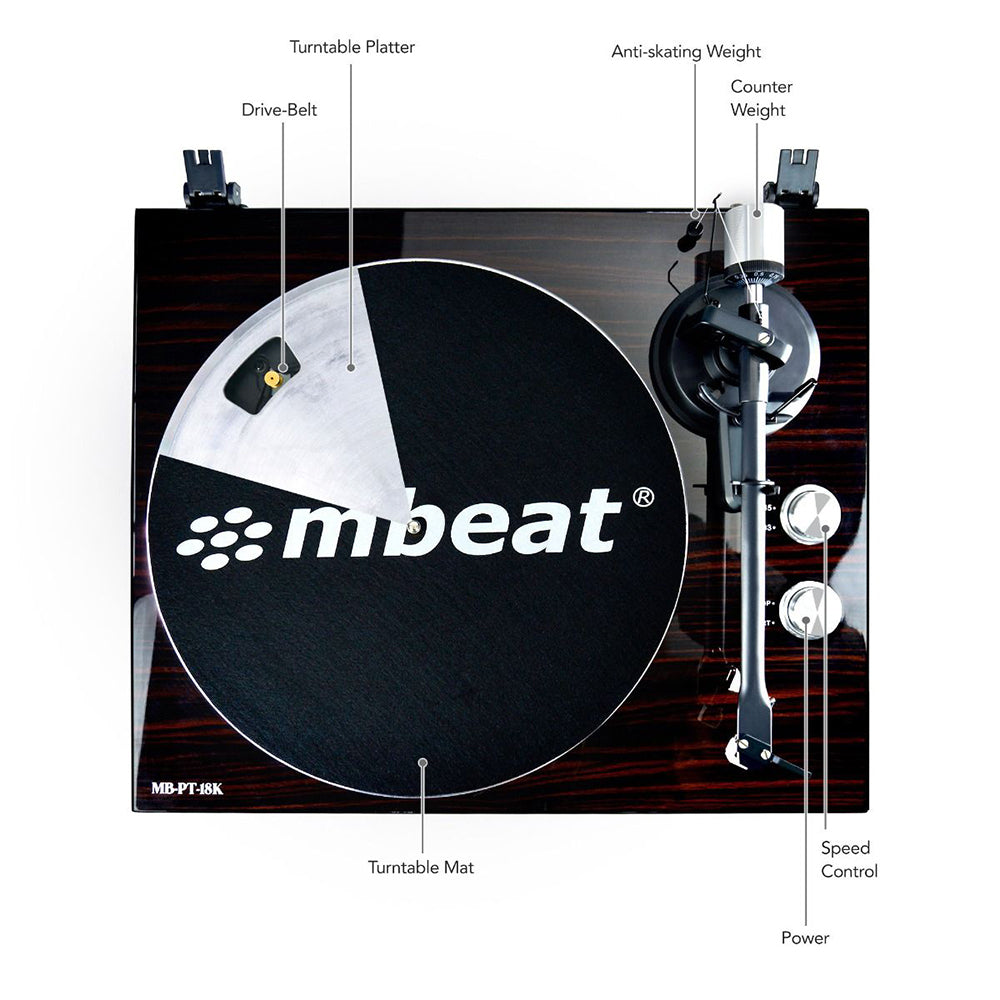 Mbeat Counter Weight/Anti-Skating Bluetooth Turntable Player w/USB/RCA/Phono Out — image 2