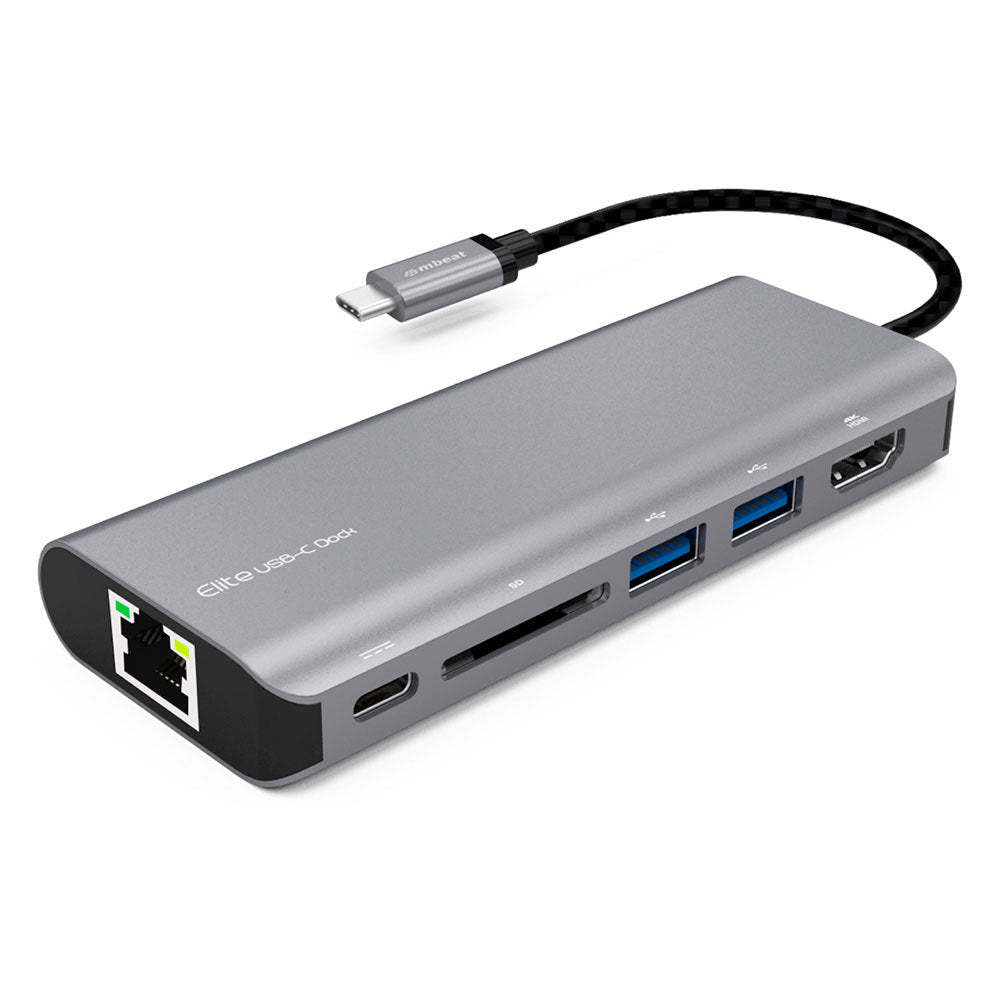 Mbeat Elite USB-C Hub/Dock Mac/PC/Computer/Windows w/ 4K/Ethernet/Card Reader