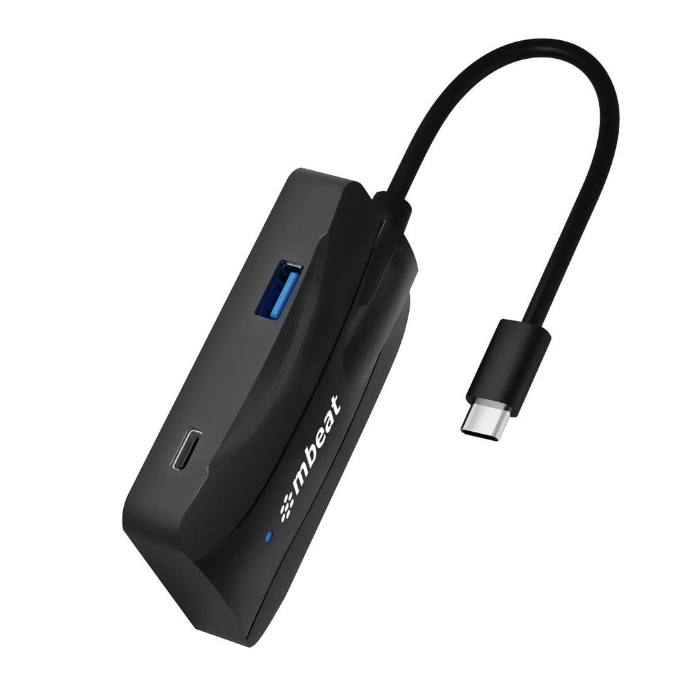Mbeat 4 Port 10Gbps High Speed USB-C 3.2 Gen 2/USB-A Computer Hub/Splitter Black