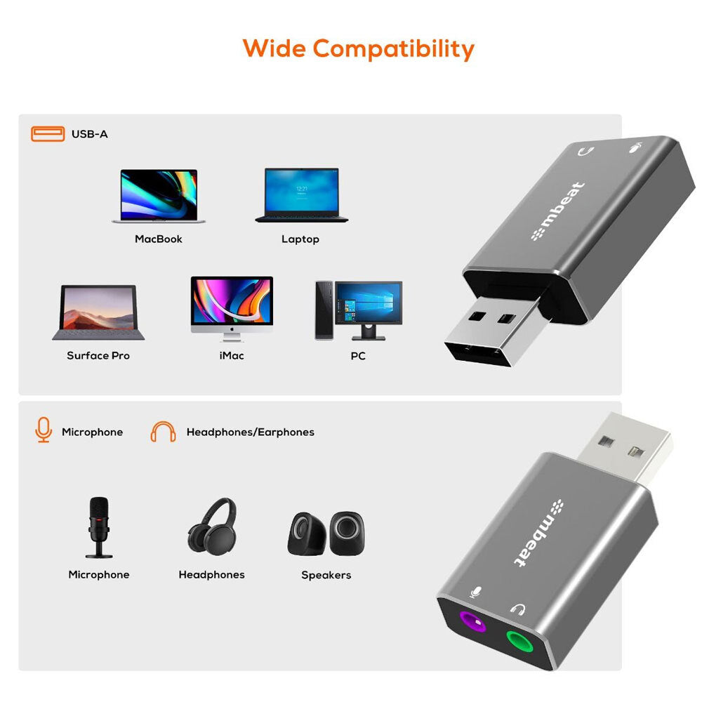 Mbeat ToughLink 3.3cm USB Male To Audio/Microphone Female Adapter For PC/Laptop — image 5