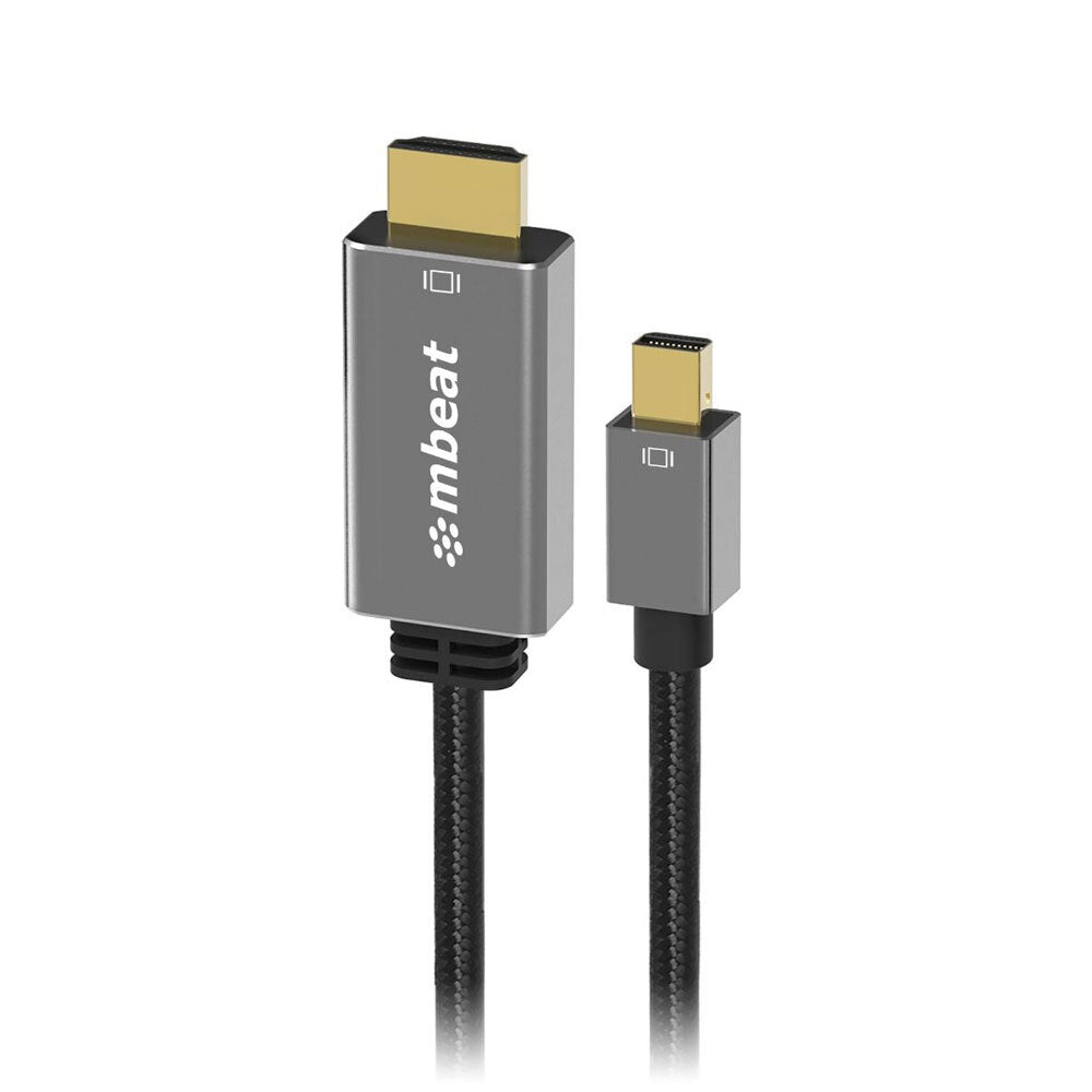 Mbeat Tough Link 1.8m Male Mini DisplayPort To Male HDMI Cable Adapter Cord Grey