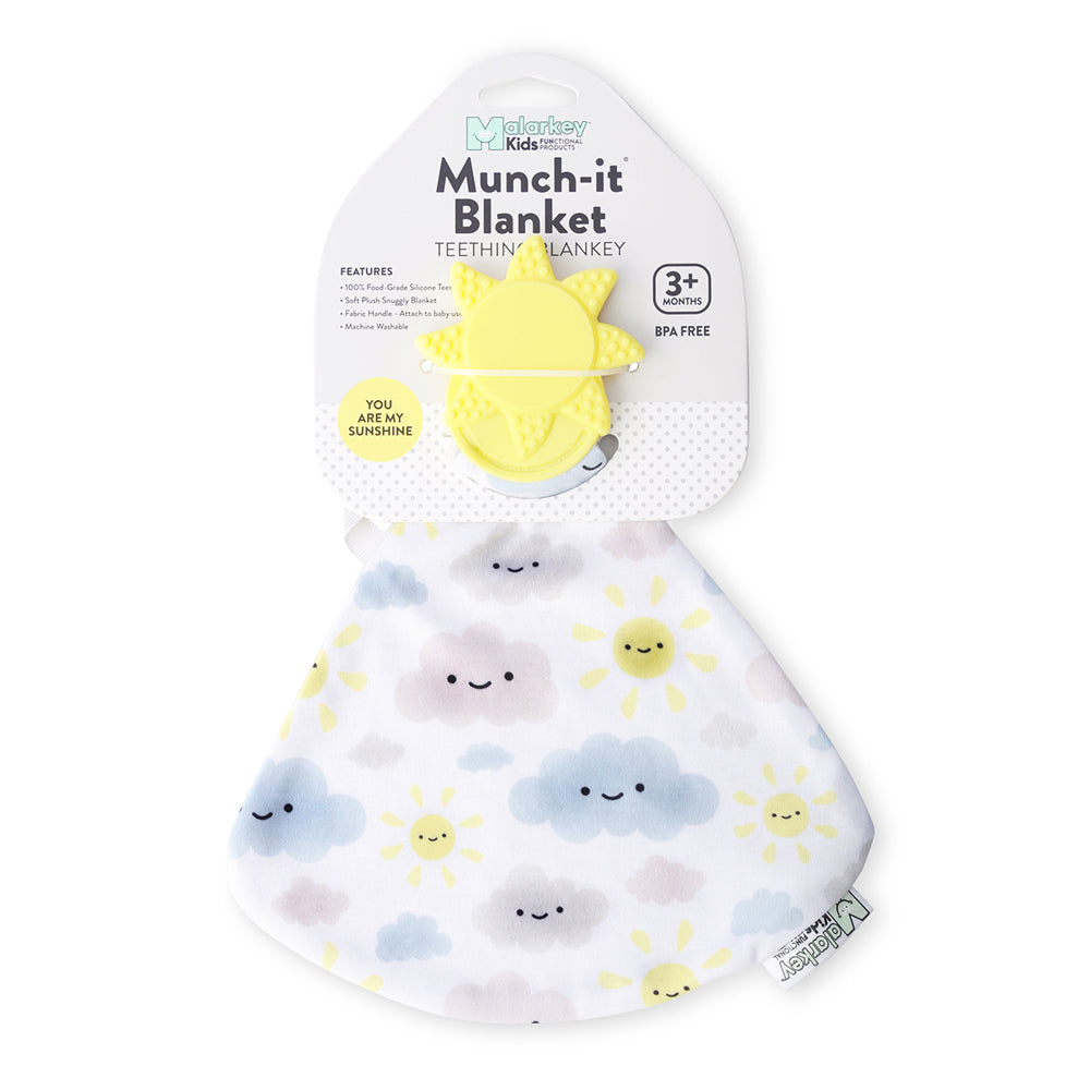 Malarkey Kids Munch-it Soft Fabric Baby 3m+ Chewing Blanket Silicone Sunshine — image 2