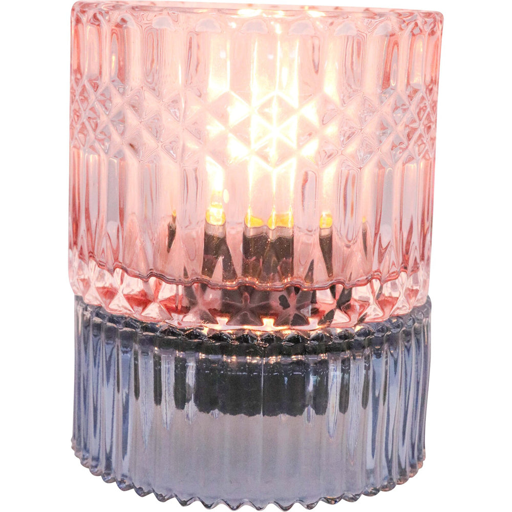 LVD Led Glass Home/Room Bedside Lamp Night Light Tabletop Decor 14cm Blu/pnk