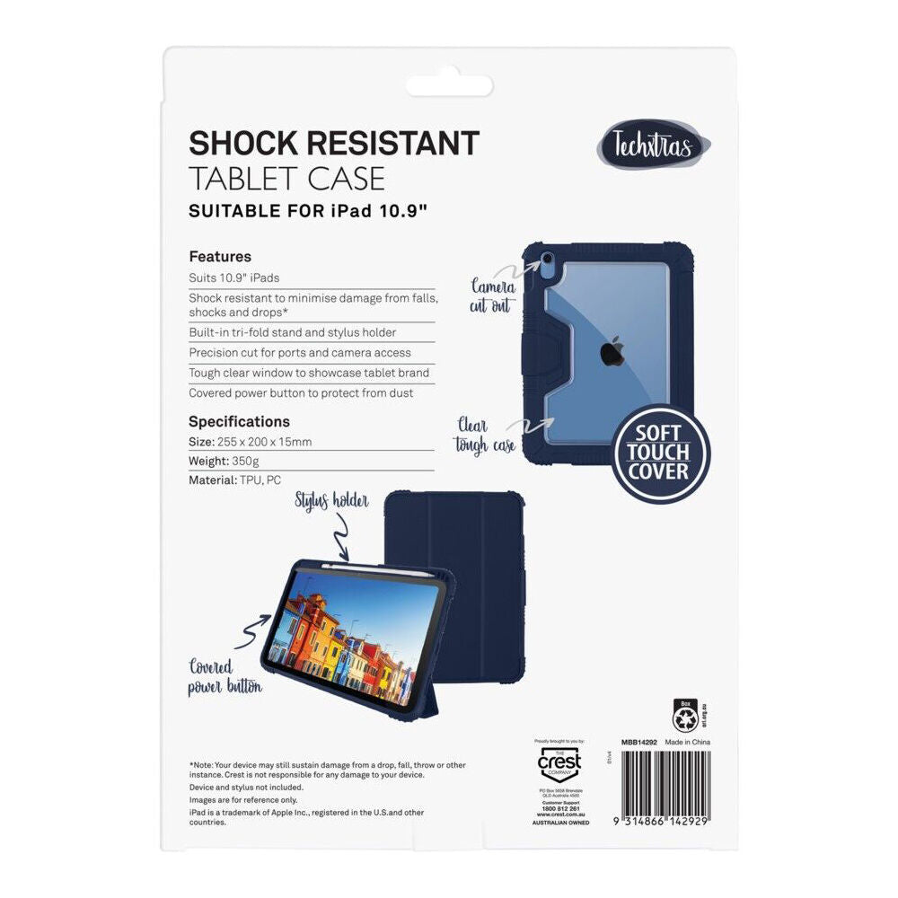 Techxtras Shock Resistant Built-In Tri-Folding Tablet Case for iPad 10.9" Navy — image 4