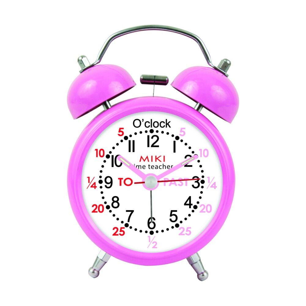 Miki Time Teacher Alarm Clock Built-In Light Glow In The Dark — Pink