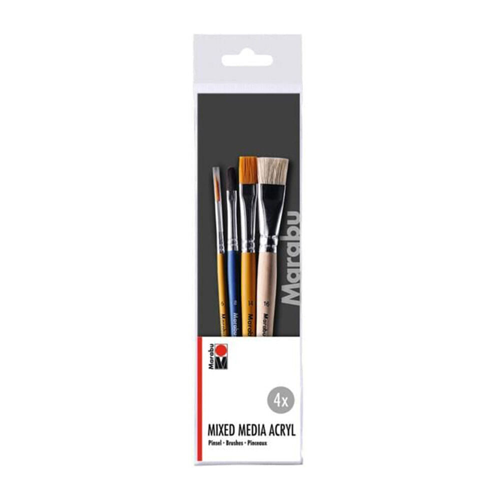 Marabu 4pc Marabu Multipurpose Mixed Media Art Universal Paint Brush Set Wooden (2 Pack) — image 2