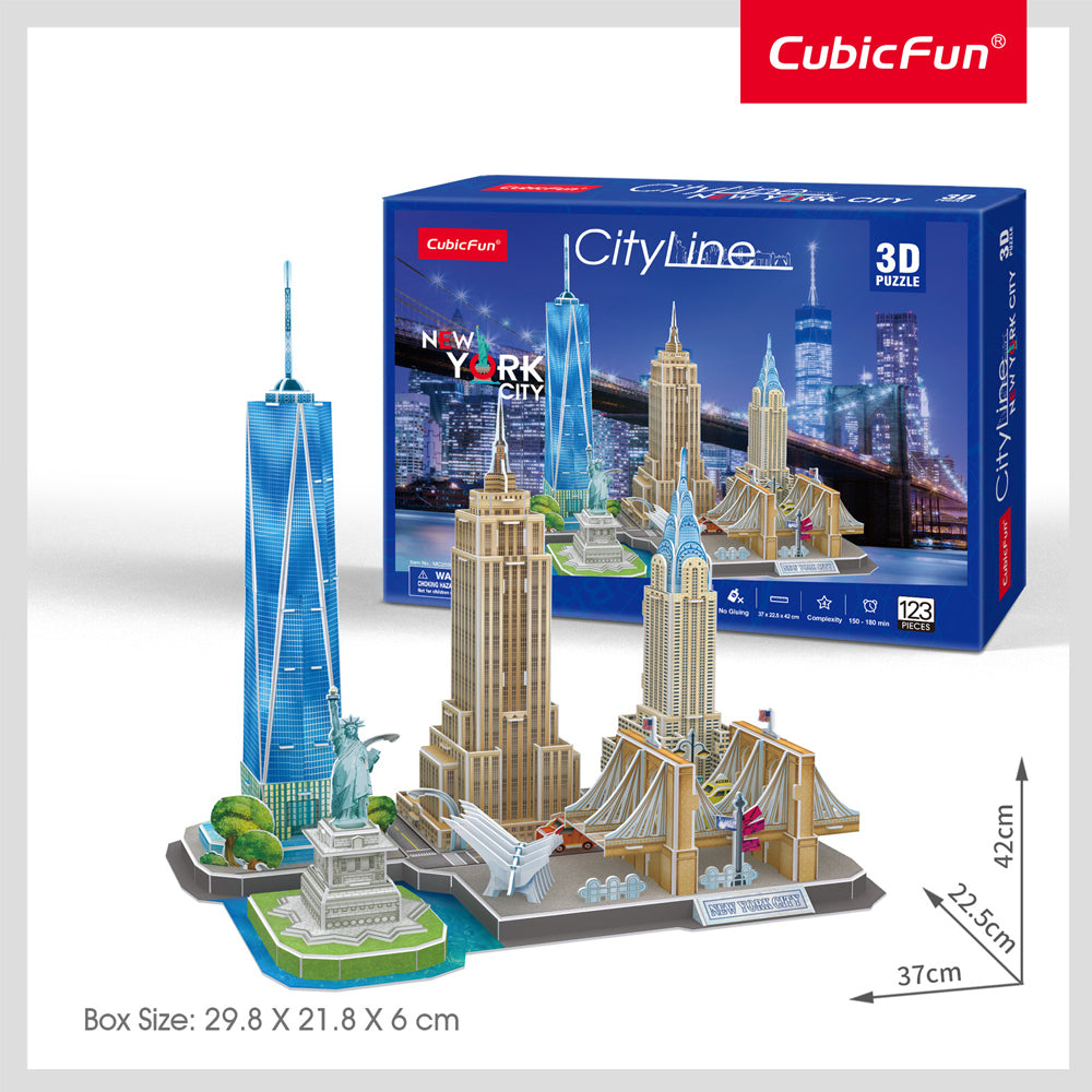 Cubic Fun CubicFun City Line New York City 3D Puzzle DIY Kids Interactive Toy 3y+ (123 Pieces) — image 3