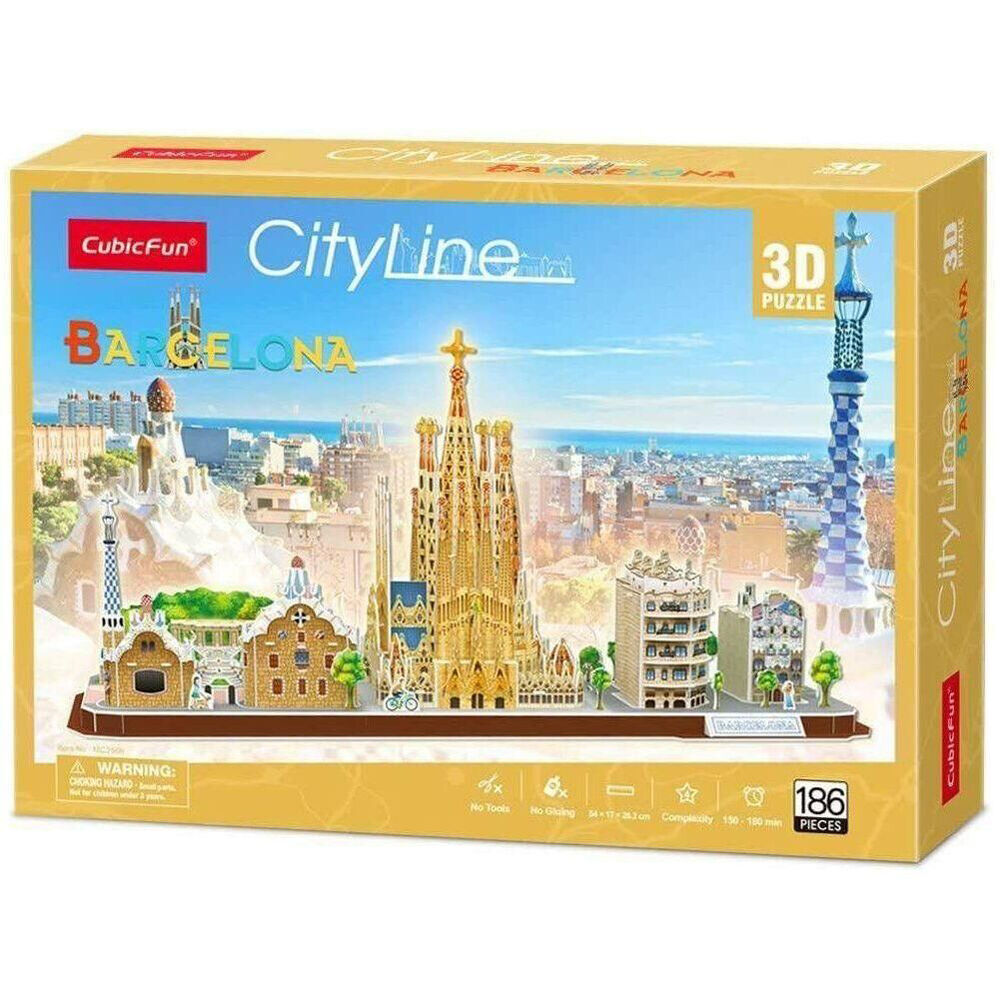 Cubic Fun City Line Barcelona Kids/Childrens 3D Puzzle 54x17x26.2cm 8y+