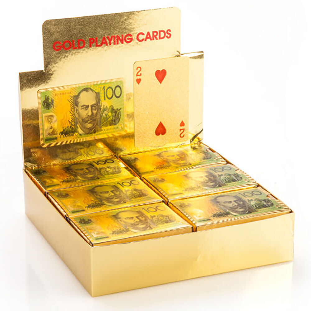 Outback Mates Australian $100 Gold Foil Novelty Poker Playing Cards 6x9cm (2 Pack) — image 5
