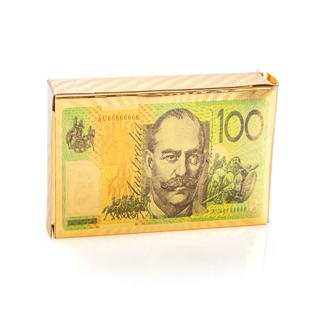 Outback Mates Australian $100 Gold Foil Novelty Poker Playing Cards 6x9cm