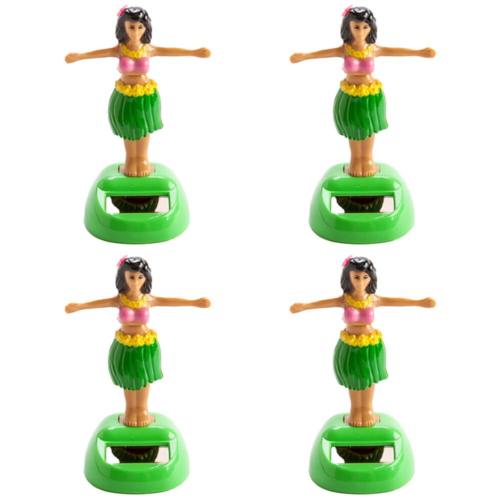 Mdi Solar Dancing Hula Girl Desk Car Dashboard Decoration Figure Toy (4 Pack)