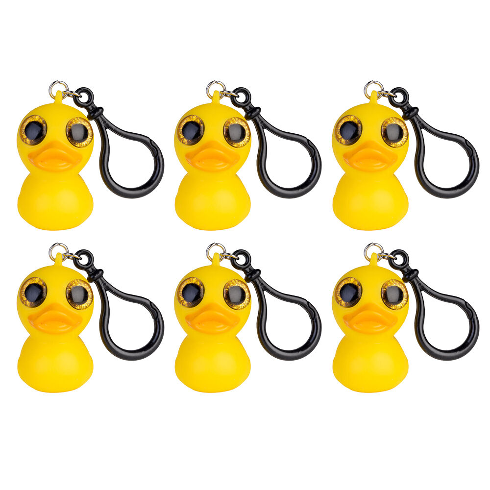 Mdi Eye Popping Keychain Duck Stress Relief Squeeze Toy 4.6x5.4cm Yellow (6 Pack)