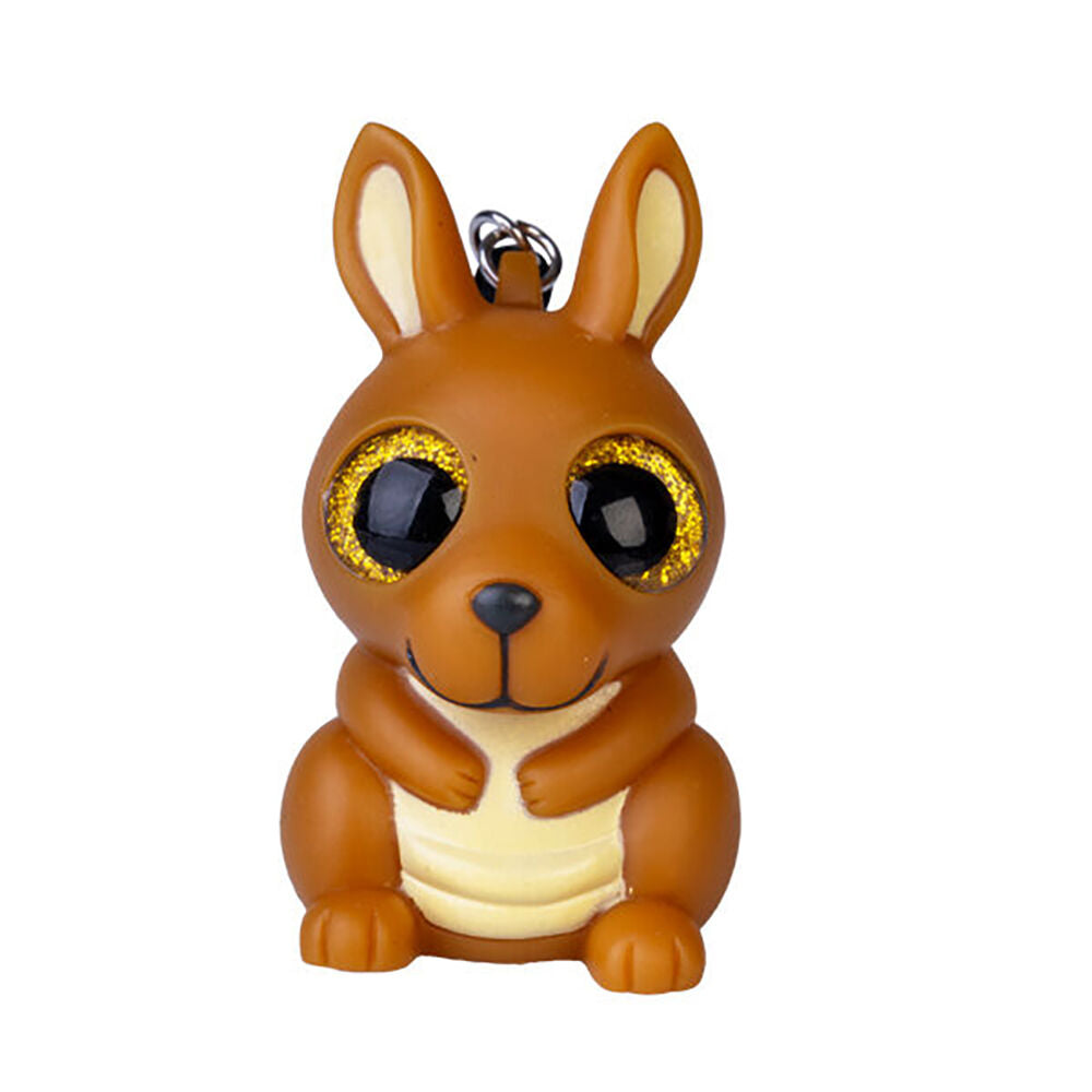 Outback Mates Eye Poppin Keychain Kangaroo Squeeze Fidget Toy 5.7x6cm Brown