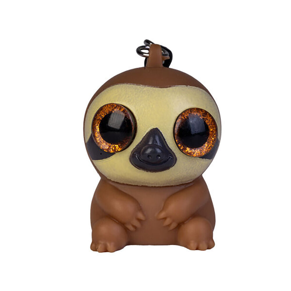 Sloth Lounge Eye Popping Keychain/Keyring Sloth Squeeze Toy 3.5x4.8cm Brown