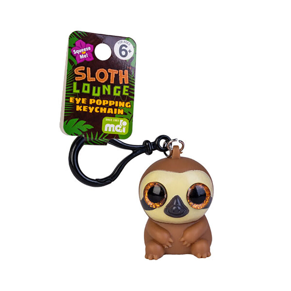 Sloth Lounge Eye Popping Keychain/Keyring Sloth Squeeze Toy 3.5x4.8cm Brown — image 2