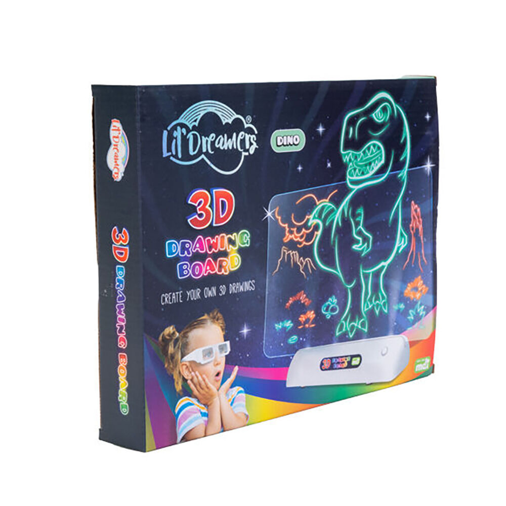 Lil Dreamers Illuminate 3D Drawing Board Art Set Fluoro Drawing Kit Dino 6y+ — image 4