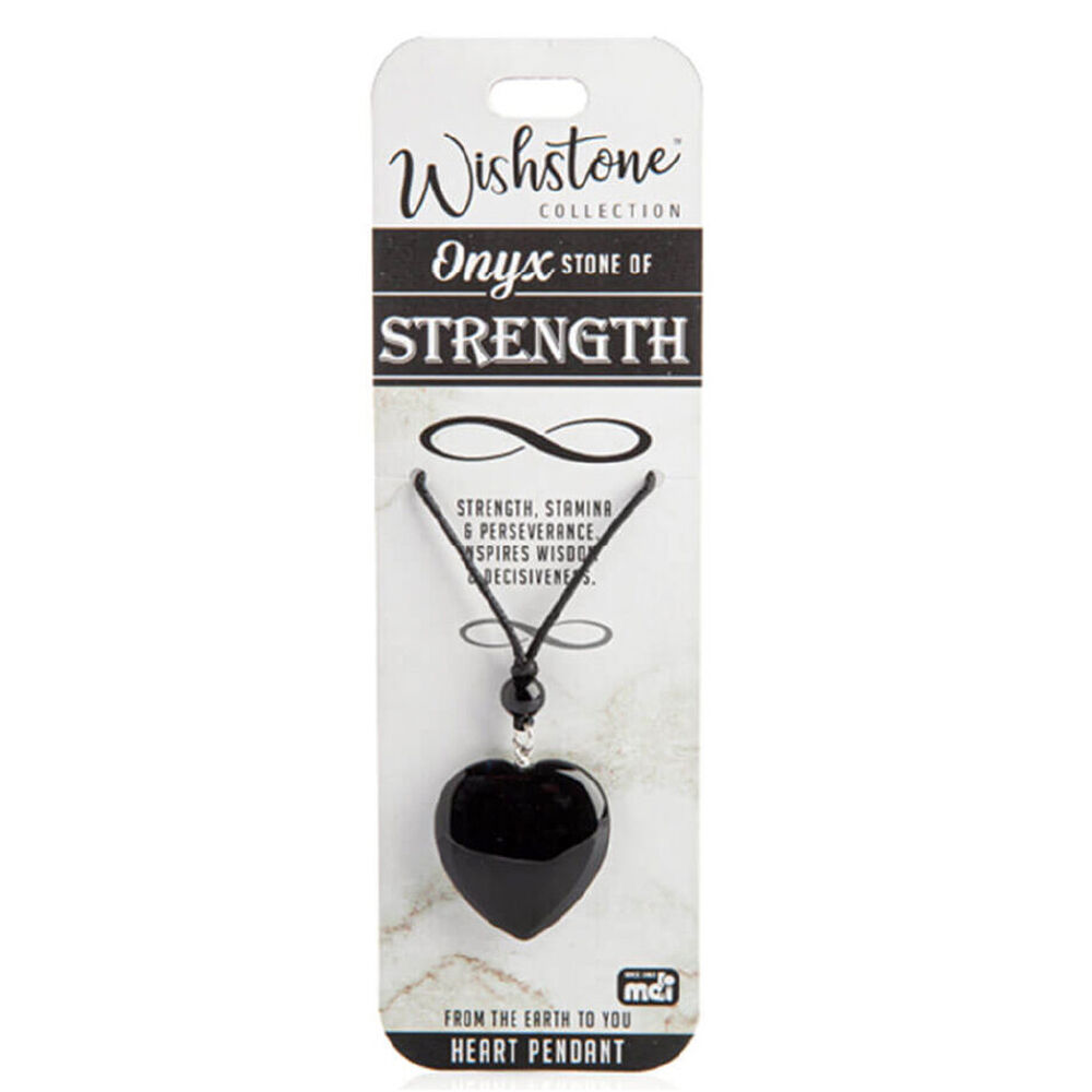 Wishstone Black Onyx Heart Pendant Necklace Stamina & Perseverance Women