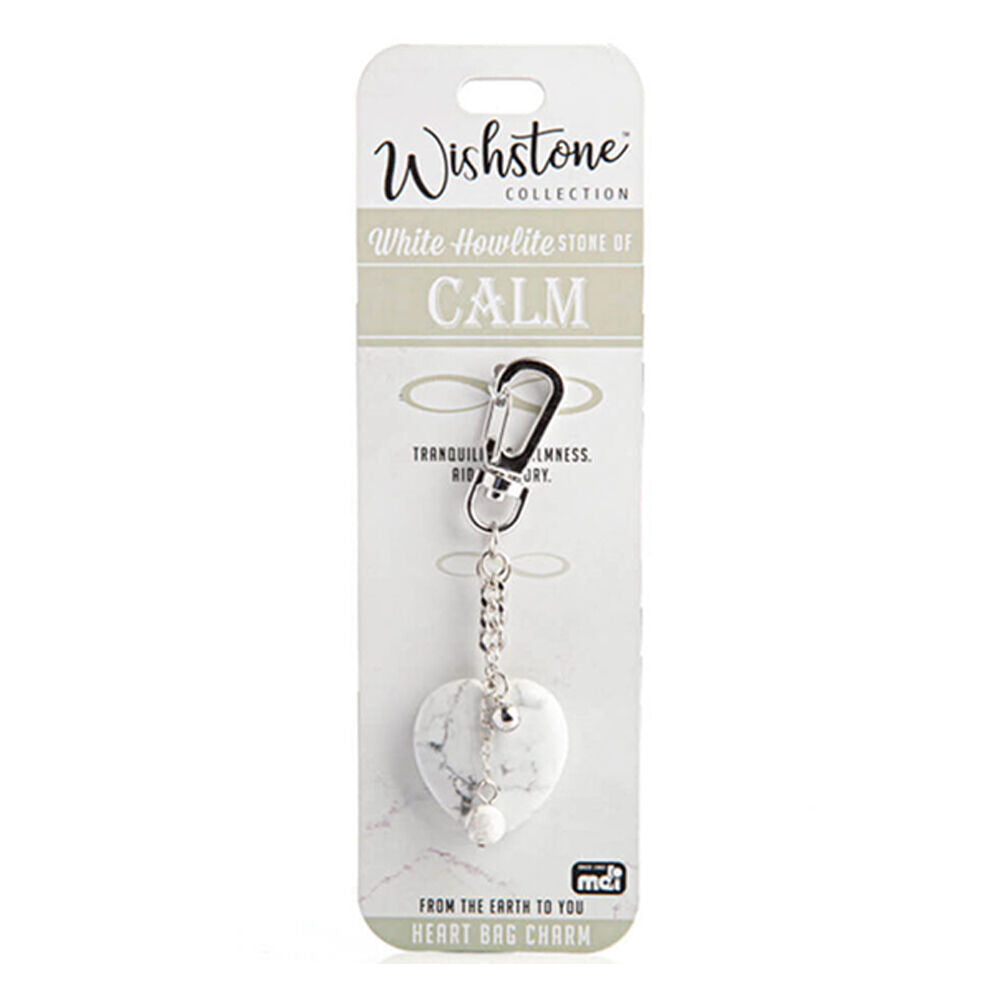 Wishstone Keychain White Howlite Heart Bag Charm Women's Accessories