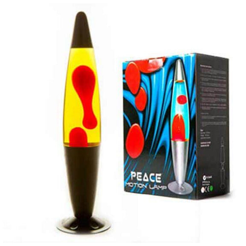 Mdi Black/Red/Yellow Peace Motion Lamp 10x41cm Lava Bedroom Night Light — image 2