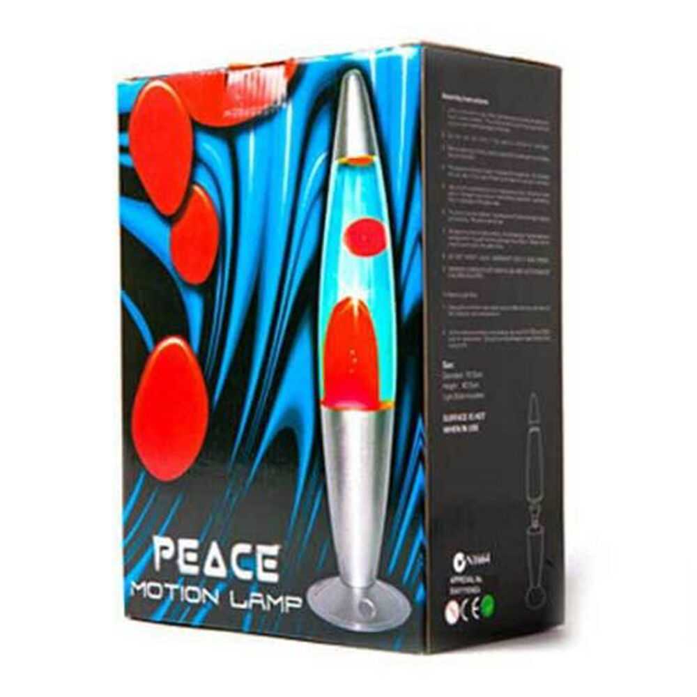 Mdi Black/Red/Yellow Peace Motion Lamp 10x41cm Lava Bedroom Night Light — image 3