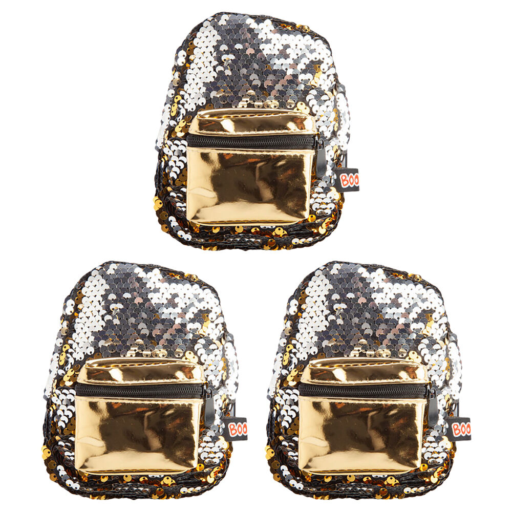 Mdi BooBoo Backpack Minis Sequin Gold Mini Clip-On Bag/Purse 11x13cm 3y+ (3 Pack)