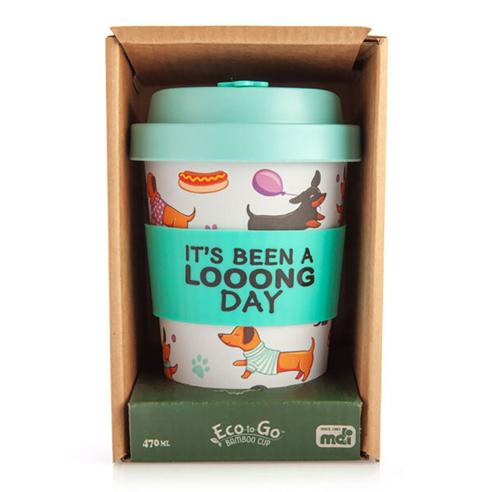 Eco-To-Go Bamboo 470ml Travel Coffee Cup/Mug 6.5x14.5cm Dachshund — image 2