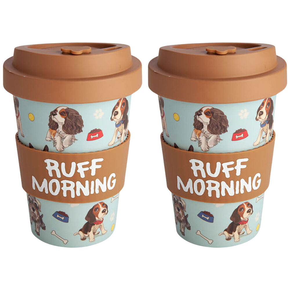Eco-To-Go Bamboo 470ml Travel Coffee Cup/Tumbler 6.5x14.5cm Dog (2 Pack)