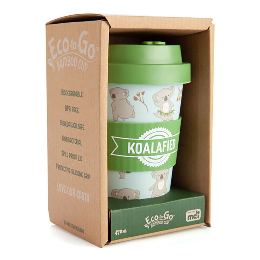 Outback Mates Eco-To-Go Bamboo 470ml Travel Coffee Cup/Mug 6.5x14.5cm Koala — image 4