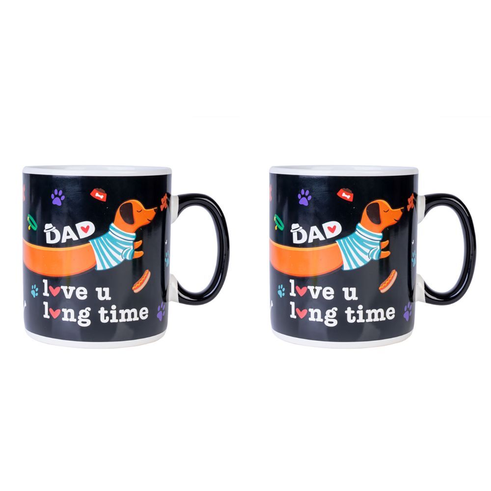 Mdi Giant Mug Dachshund Dad Home/Kitchen Drinkware Coffee/Tea Mug Black (2 Pack)