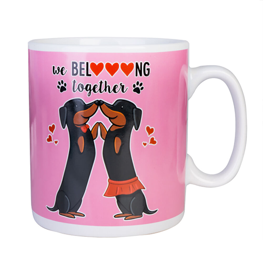 Mdi Giant Mug Dachshund Valentine Home/Kitchen Drinkware Coffee Mug Pink