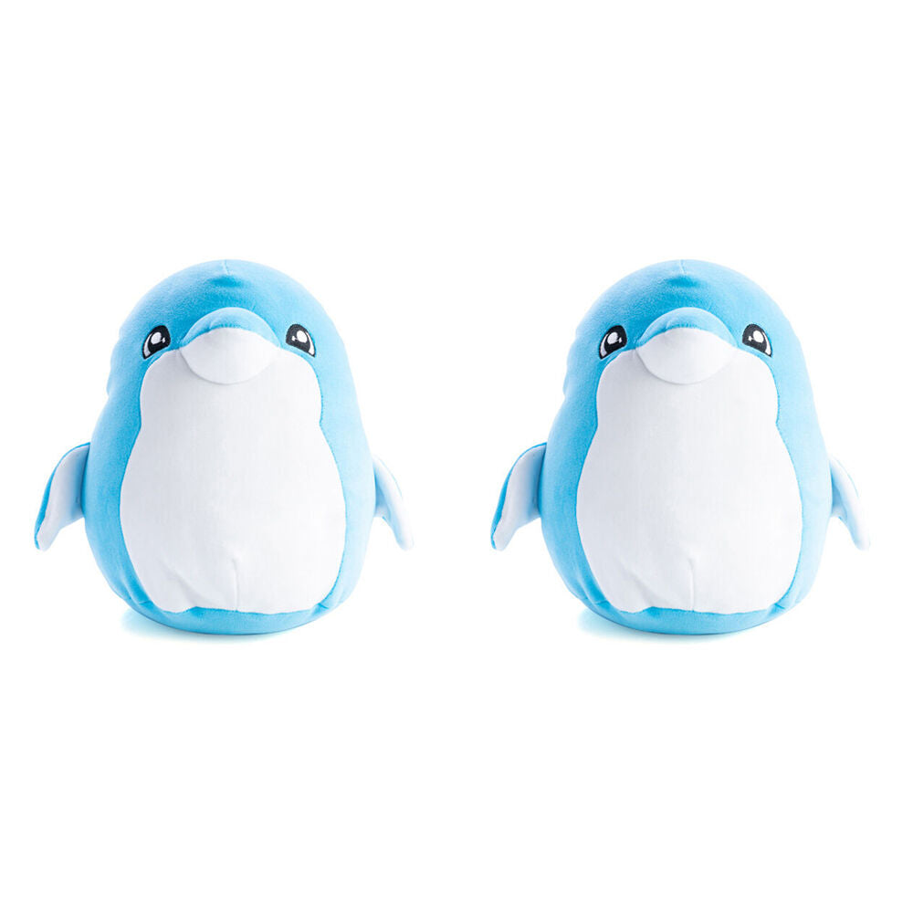 Smooshos Pal Squishy Super Soft Velour Plushie Kids Toy 22x16x22cm Dolphin (2 Pack)