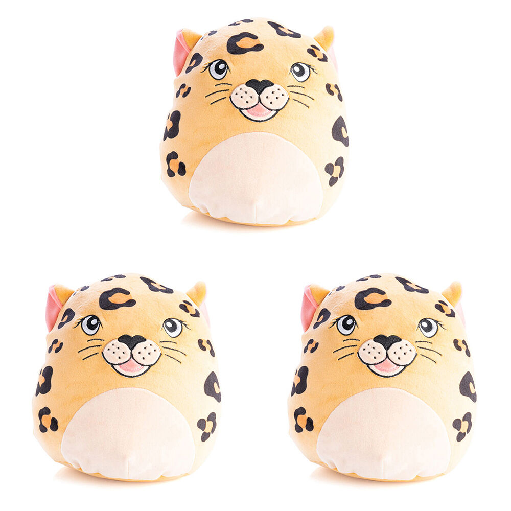 Smooshos Pal Squishy Super Soft Velour Plushie Kids Toy 22x16x22cm Leopard (3 Pack)