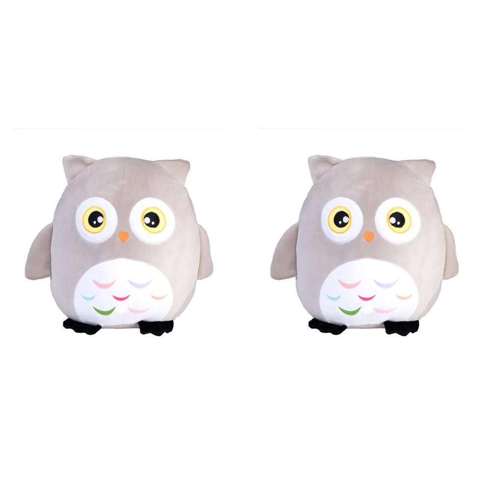 Smooshos Pal Squishy Super Soft Velour Plushie Kids Toy 22x16x22cm Owl (2 Pack)