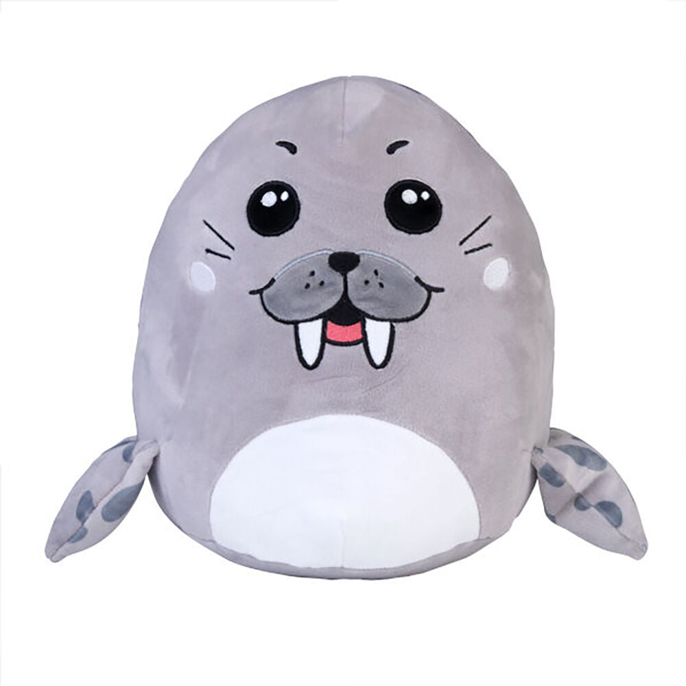 Smooshos Walrus 22x16cm Stuffed Animal Pillow Pal Cushion Plush Grey