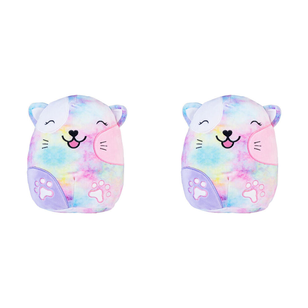 Smooshos Pal Squishy Velour Plushie Kids Toy 22x16x22cm Tie Dye Cat (2 Pack)