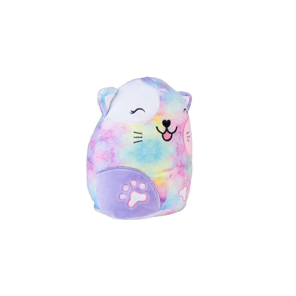 Smooshos 22x16x22cm Tie Dye Cat Pal Squishy Velour Plushie Kids Toy — image 2