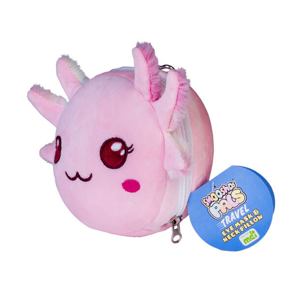 Smooshos 17x15x10cm Travel Axolotl Pal Velour Plushie Neck Pillow Kids Toy