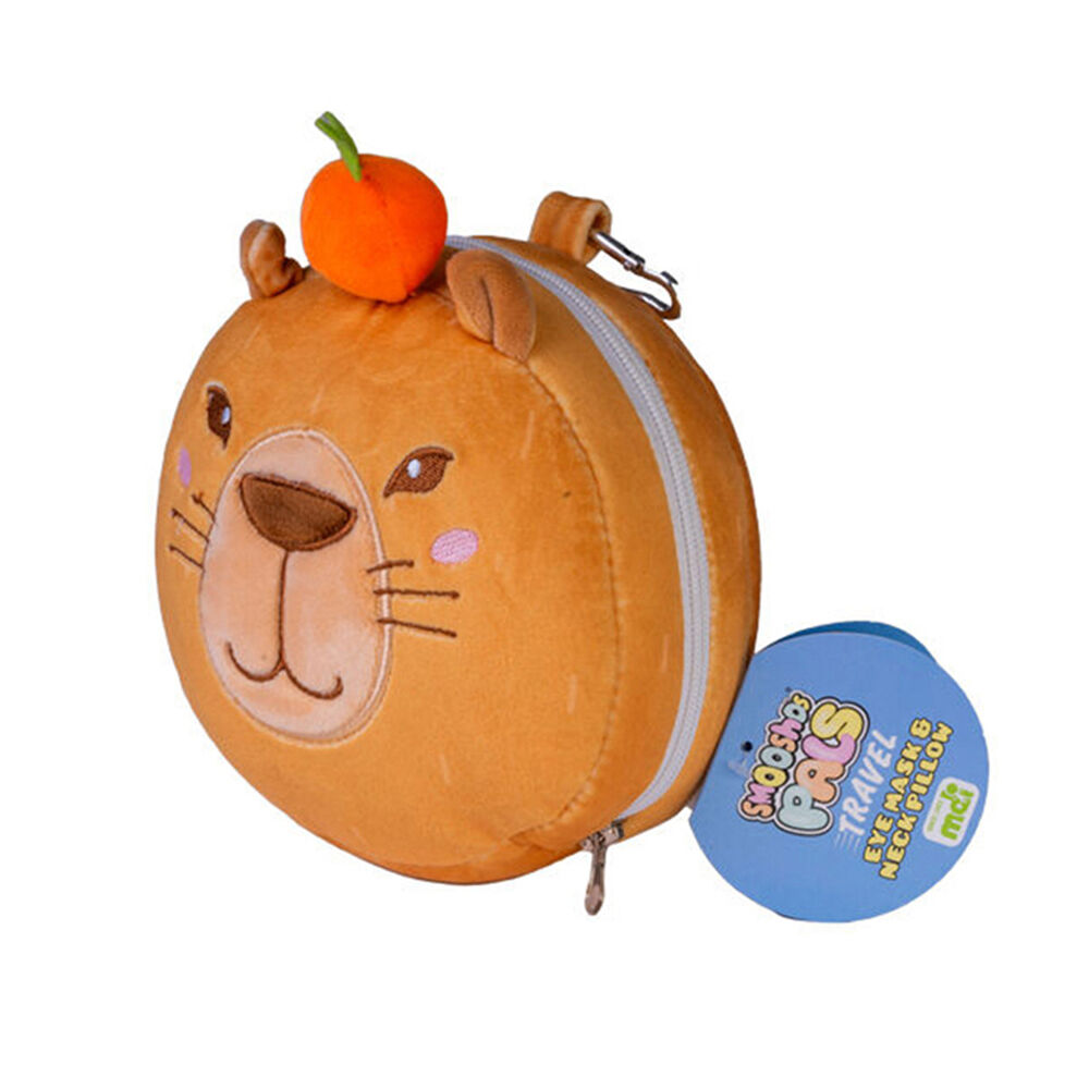 Smooshos 17x15x10cm Travel Capybara Pal Velour Plushie Neck Pillow Kids Toy