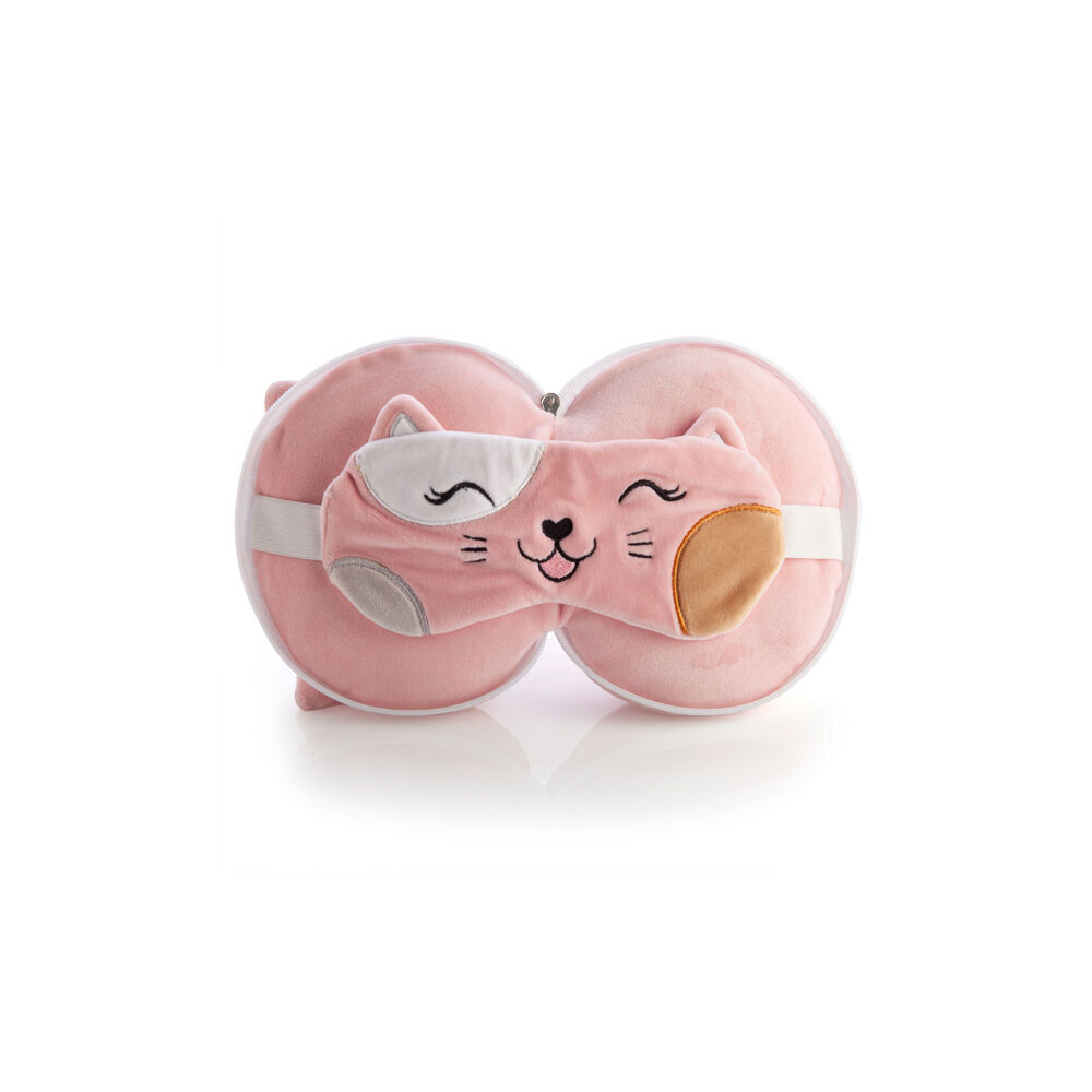 Smooshos 17x15x10cm Travel Cat Pal Velour Plushie Neck Pillow Kids Toy — image 2