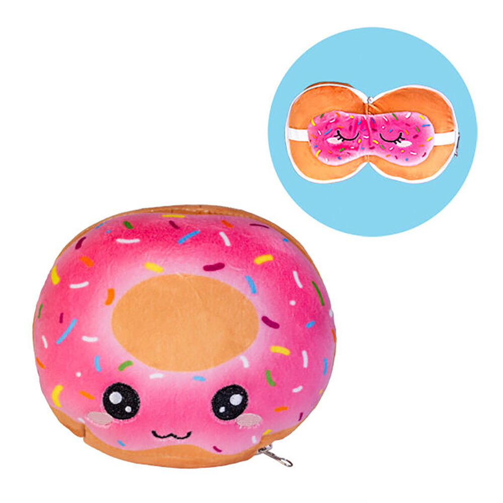 Smooshos Donut 17x15cm Neck Pillow Pal Travel 2-in-1 Eye Mask Pink — image 2