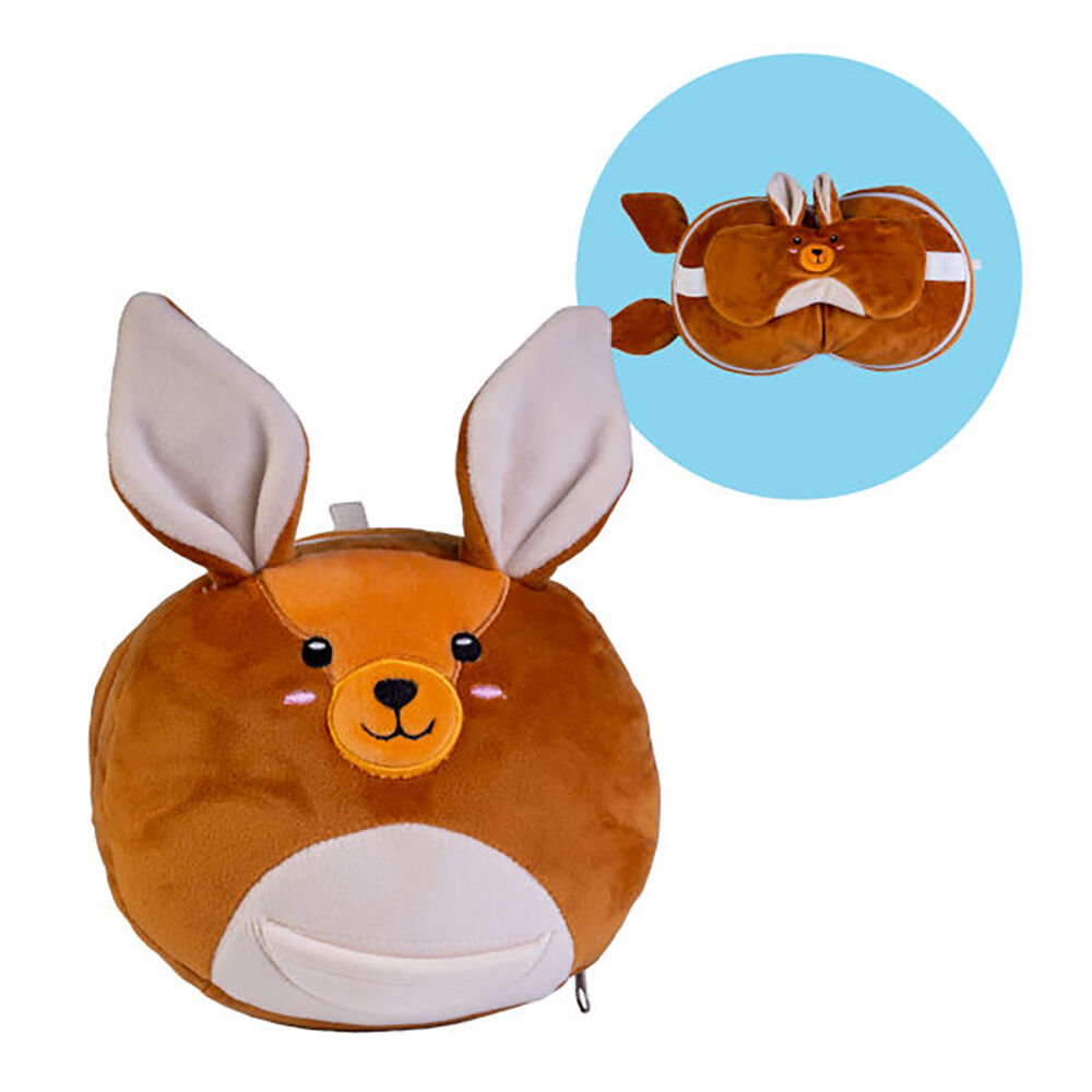 Smooshos Kangaroo 17x15cm Neck Pillow Pal Travel 2-in-1 Eye Mask Brown — image 2