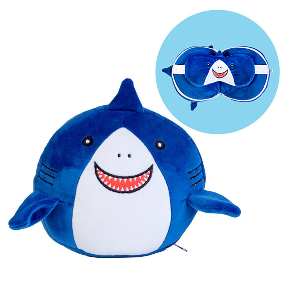 Smooshos Shark 17x15cm Neck Pillow Pal Travel 2-in-1 Eye Mask Blue — image 2