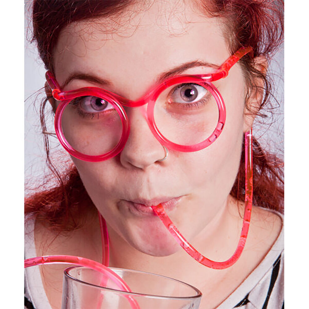 Mdi Drinking Glasses Novelty Straw Goggles Party Accessory 13x9cm Assorted — image 5